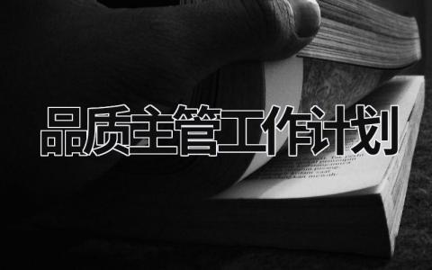 品质主管工作计划 (18篇）